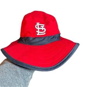 OS Coca Cola Cardinals Bucket Hat Navy Red Strap Chin Cord Baseball Logo